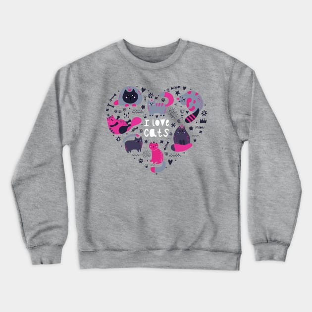 I Love Cats Crewneck Sweatshirt by machmigo